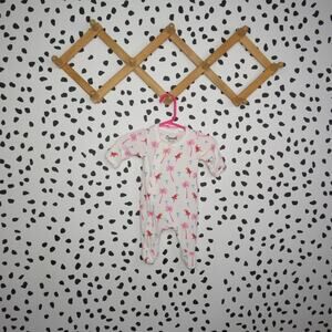 Coccoli White Tropical Palm Tree Print Baby Footed Sleeper Pajamas